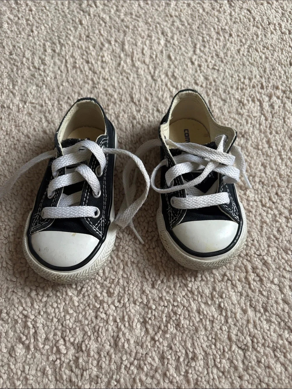 Converse Kids Black and White Canvas Lace-Up Sneakers
